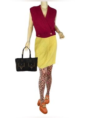 CYNTHIA ROWLEY MARIGOLD YELLOW TEXTURED WOOL-BLEND SKIRT (10)